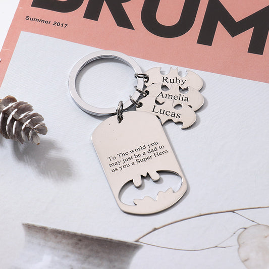 Custom Bat Design Name Keychain with 1-8 Pendants