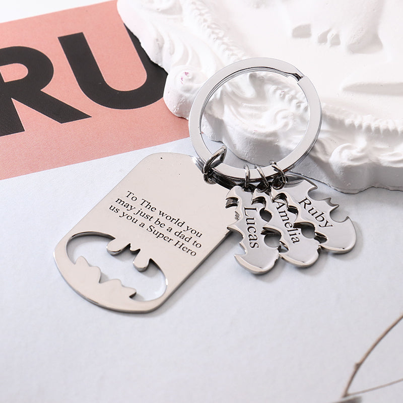 Custom Bat Design Name Keychain with 1-8 Pendants