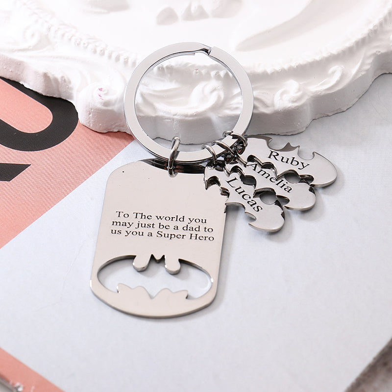 Custom Bat Design Name Keychain with 1-8 Pendants