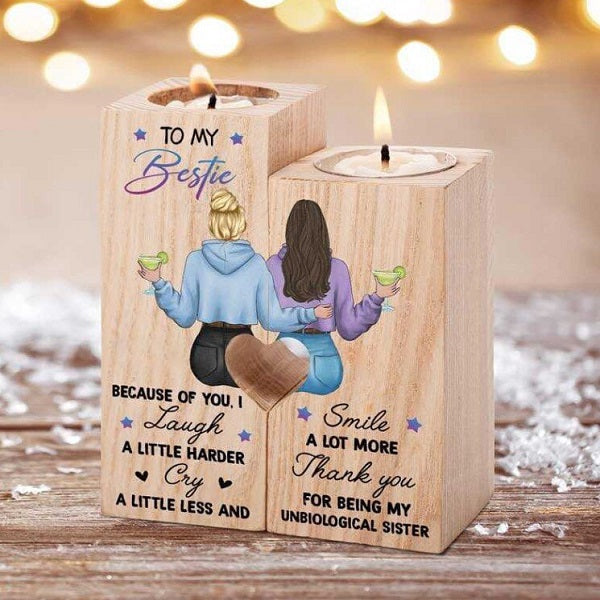 To My Bestie - Thank You For Being My Unbiological Sister - Candle Holder