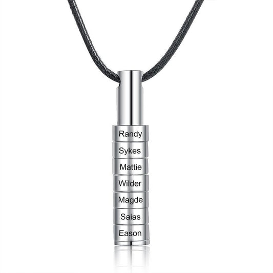 Personliazed Bead Bar Necklace with 1-9 Engravings for Daddy Gift