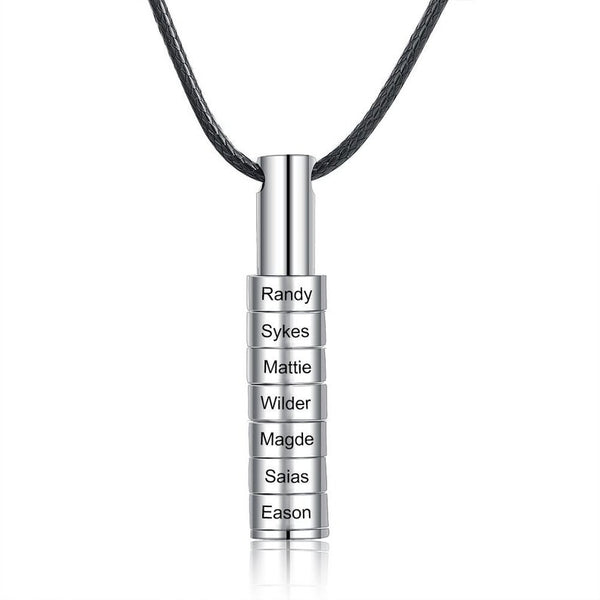 Personliazed Bead Bar Necklace with 1-9 Engravings for Daddy Gift