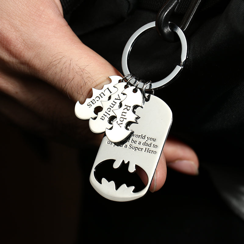 Custom Bat Design Name Keychain with 1-8 Pendants