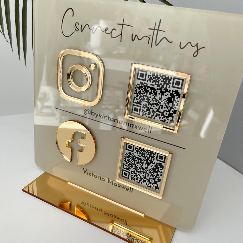 Personalized Instagram Facebook QR Code Sign Business Social Media Sign