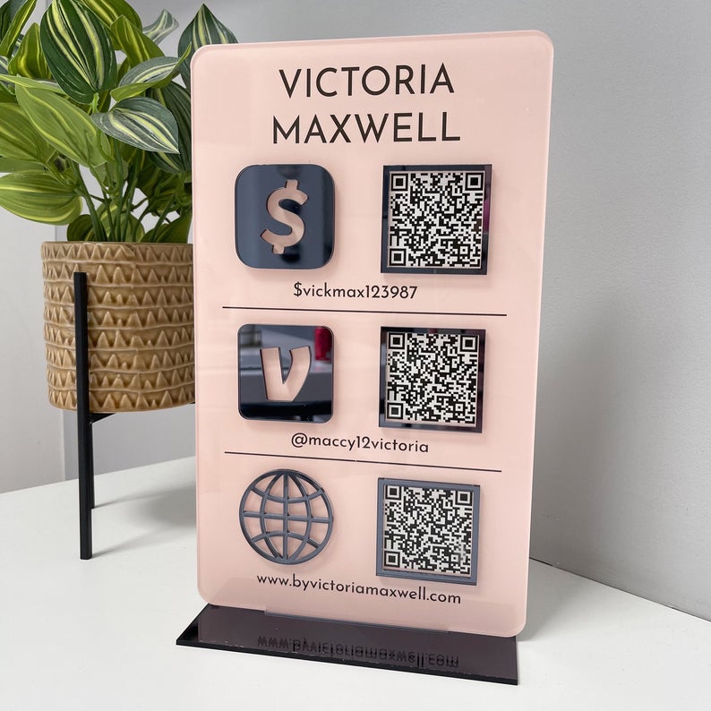 Personalized Multi QR Code Business Social Media Sign