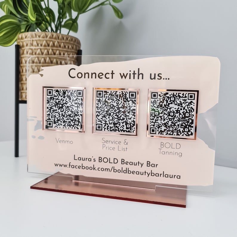 Personalized Multi QR Code Business Social Media Sign