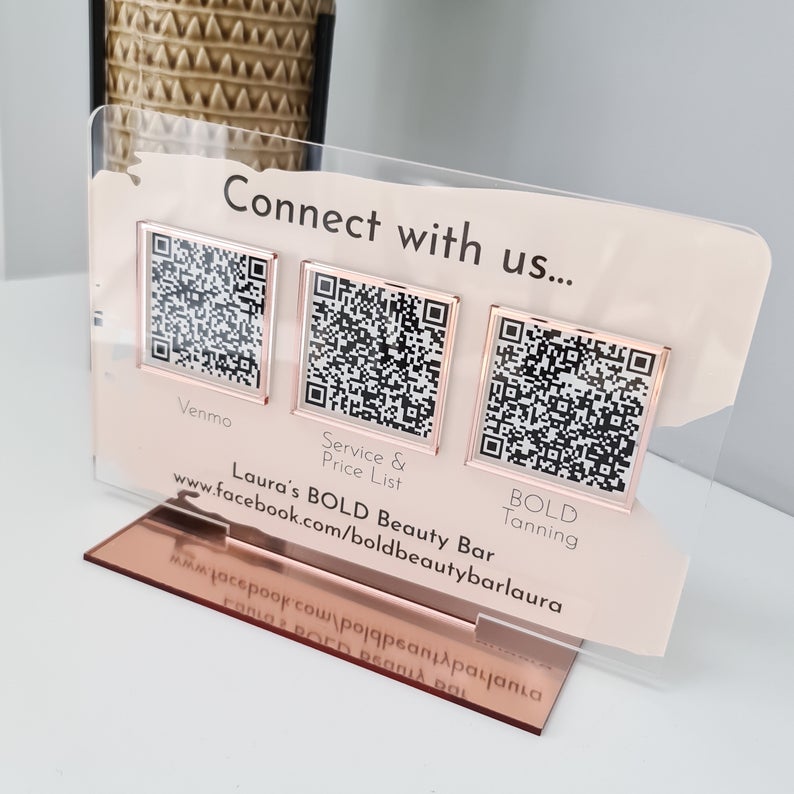 Personalized Multi QR Code Business Social Media Sign