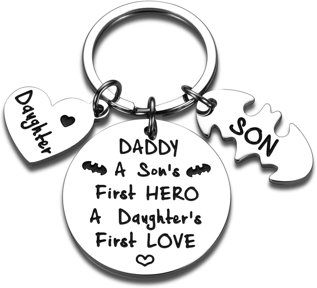 Personalized Charm Keychain Gifts from Son Daughter To Daddy