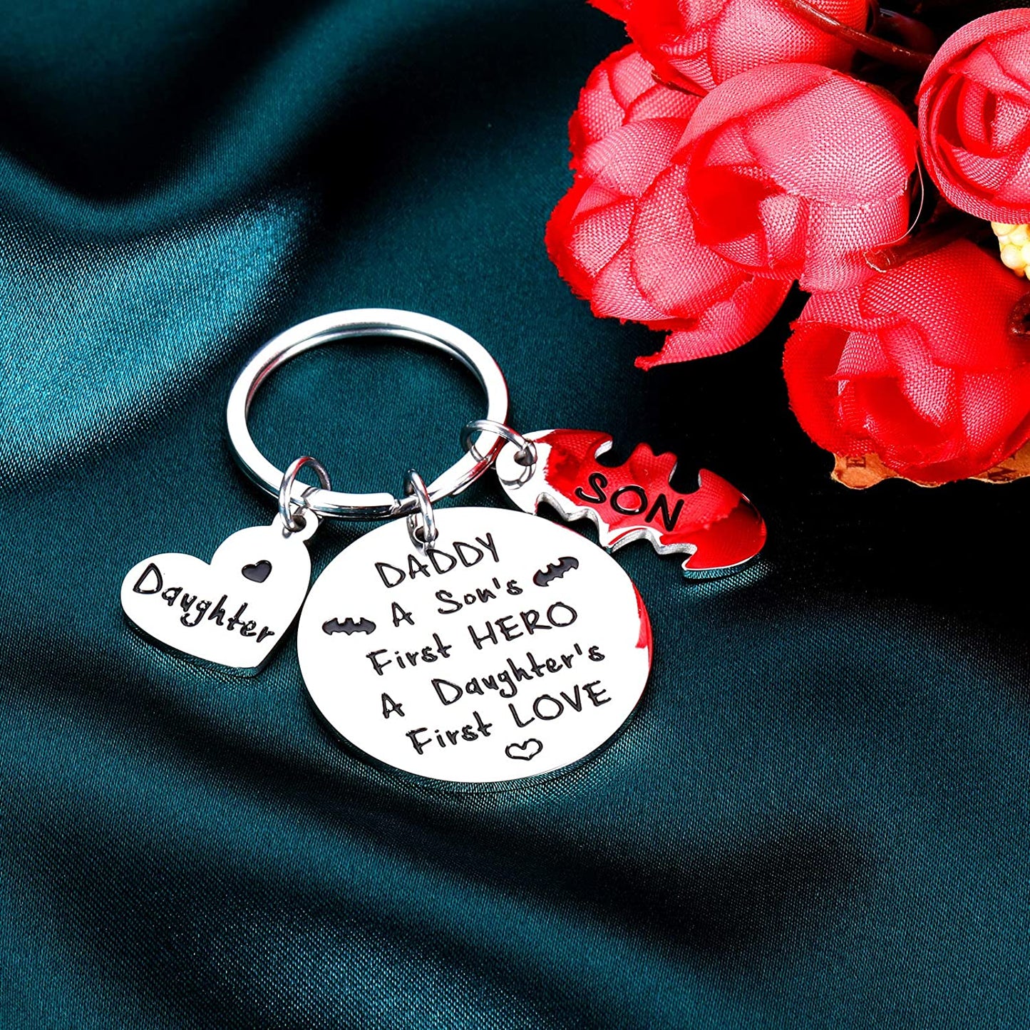 Personalized Charm Keychain Gifts from Son Daughter To Daddy