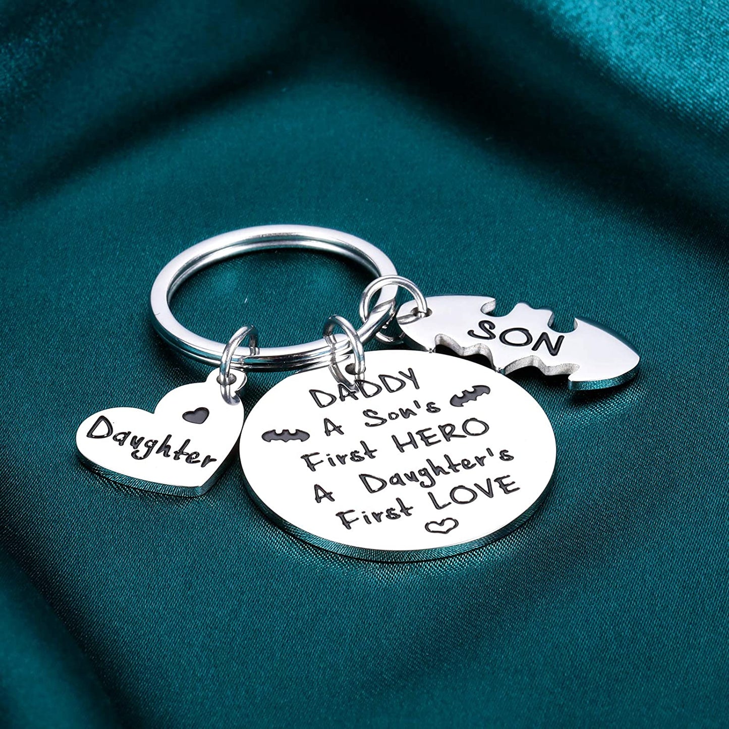 Personalized Charm Keychain Gifts from Son Daughter To Daddy