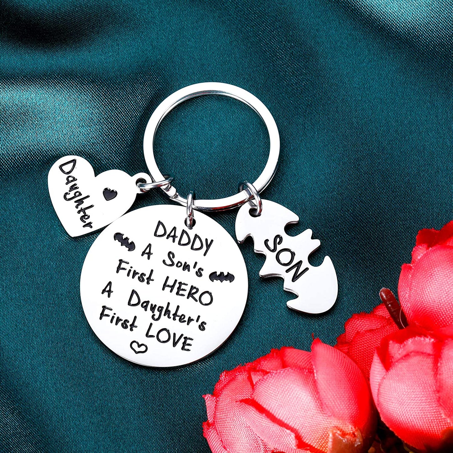 Personalized Charm Keychain Gifts from Son Daughter To Daddy