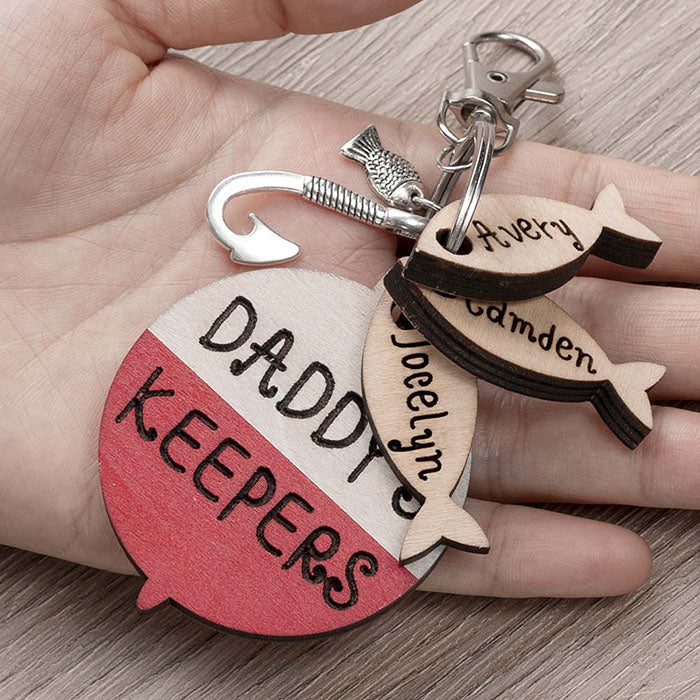 Customized Fishing Keychain We're Hooked On for Daddy Dad's Gift