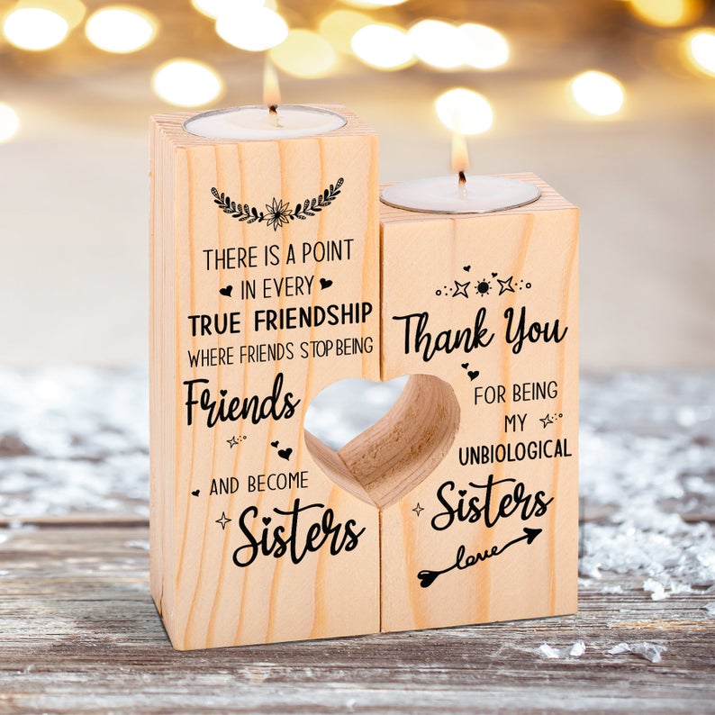 To My Bestie - Thank You For Being My Unbiological Sister - Candle Holder Candlestick