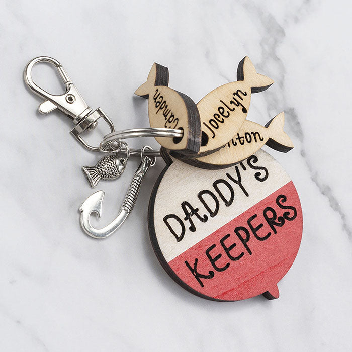 Customized Fishing Keychain We're Hooked On for Daddy Dad's Gift