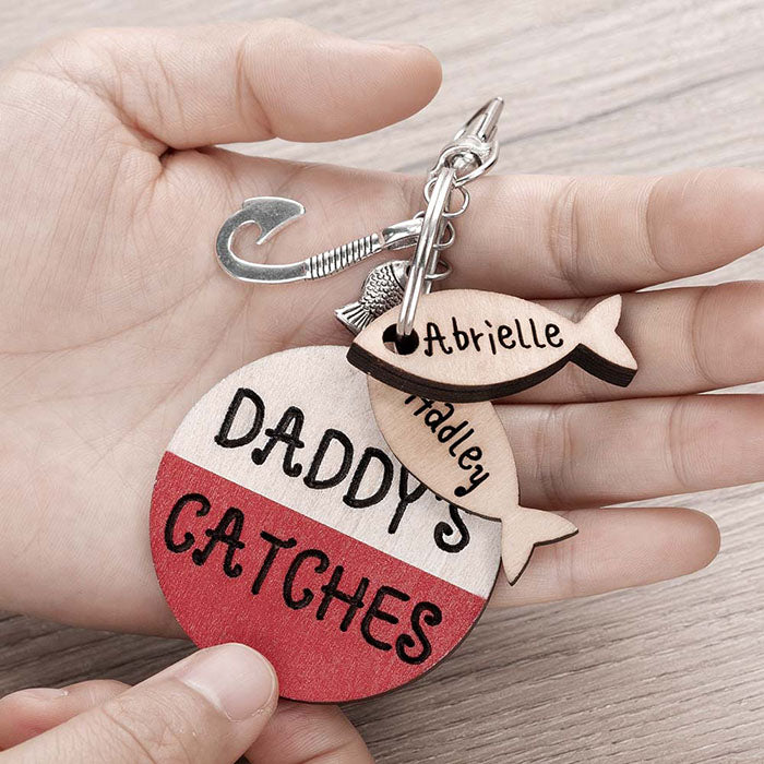 Customized Fishing Keychain We're Hooked On for Daddy Dad's Gift