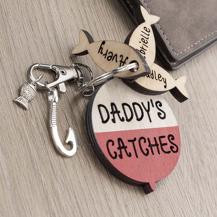 Customized Fishing Keychain We're Hooked On for Daddy Dad's Gift