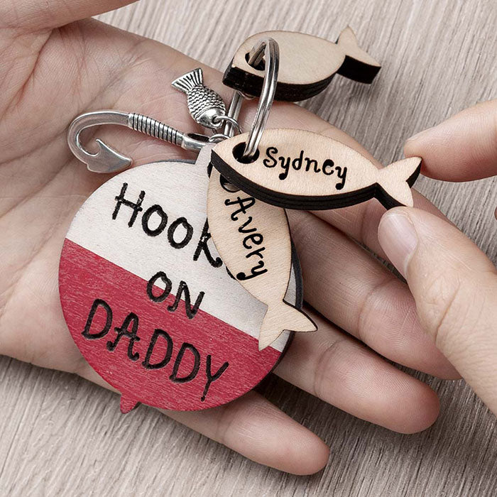 Customized Fishing Keychain We're Hooked On for Daddy Dad's Gift