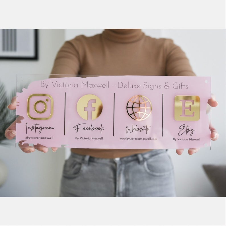 Personalized Large Wall Mounted Business Social Media Sign