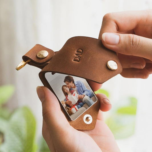 Personalised Photo Leather Keychain for Daddy Gift