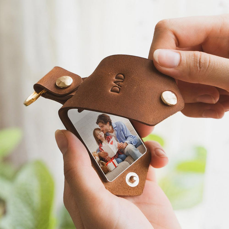 Personalised Photo Leather Keychain for Daddy Gift