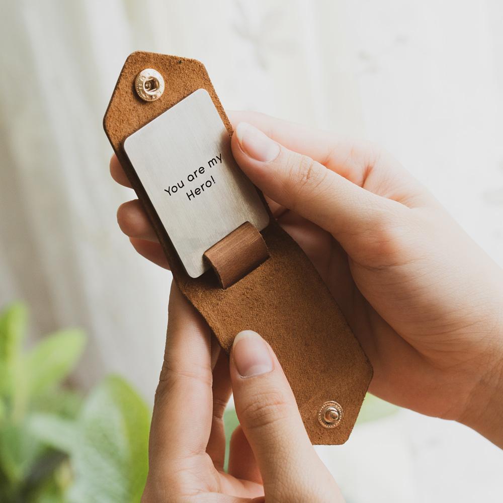 Personalised Photo Leather Keychain for Daddy Gift