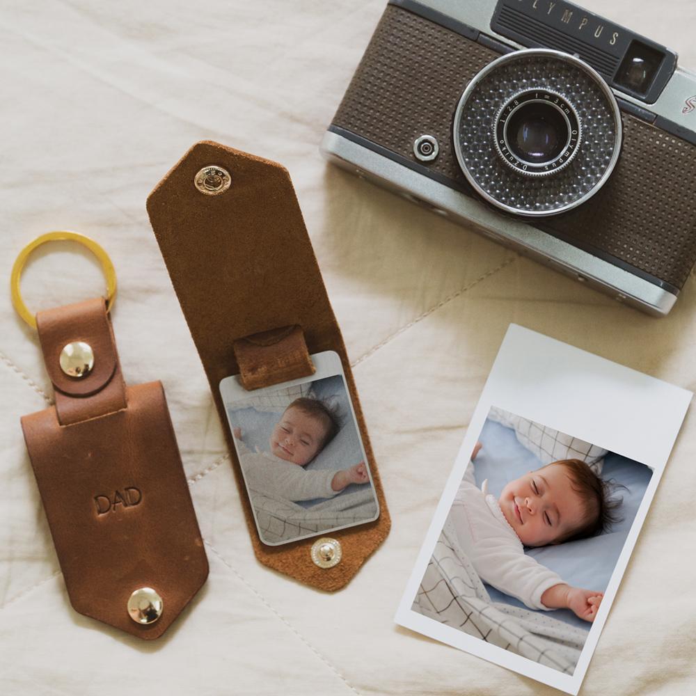 Personalised Photo Leather Keychain for Daddy Gift