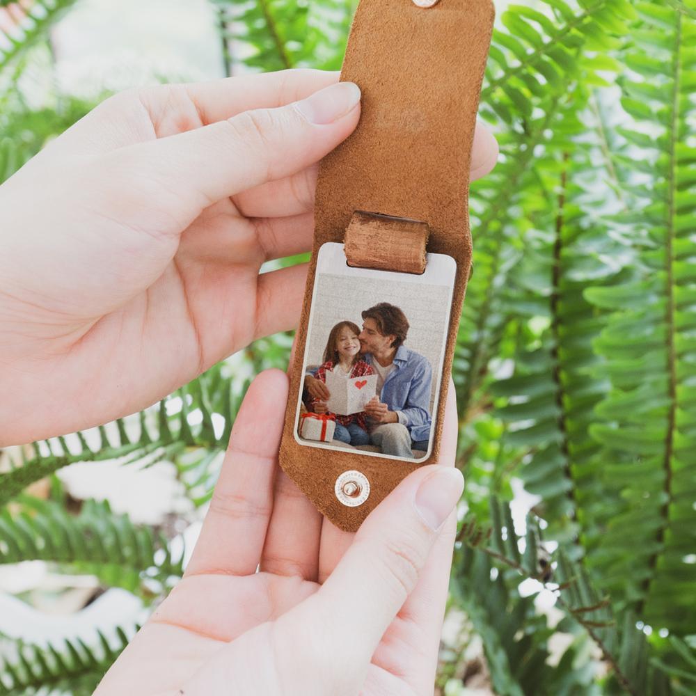 Personalised Photo Leather Keychain for Daddy Gift