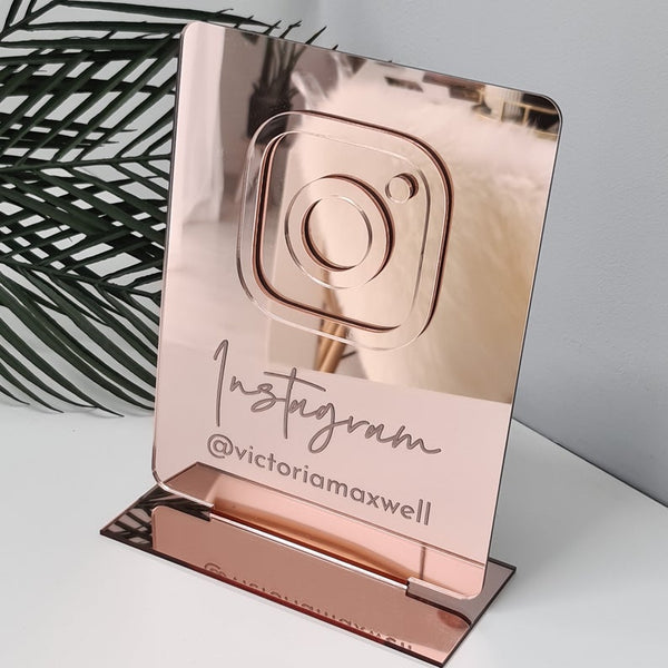 Personalized Deluxe Gold Mirror Business Social Media Sign