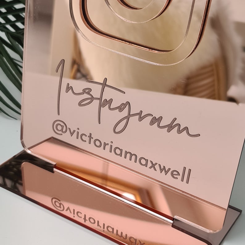 Personalized Deluxe Gold Mirror Business Social Media Sign