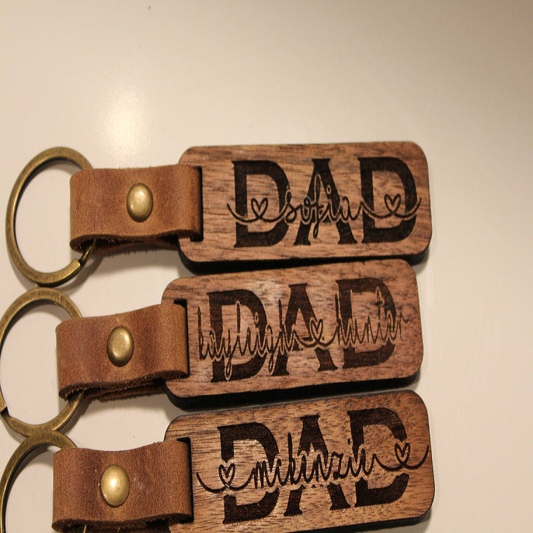 Engraved Wood Keychain Gifts  | Father's Day Gift for Dad Grandpa Husband