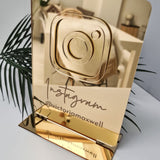 Personalized Deluxe Gold Mirror Business Social Media Sign