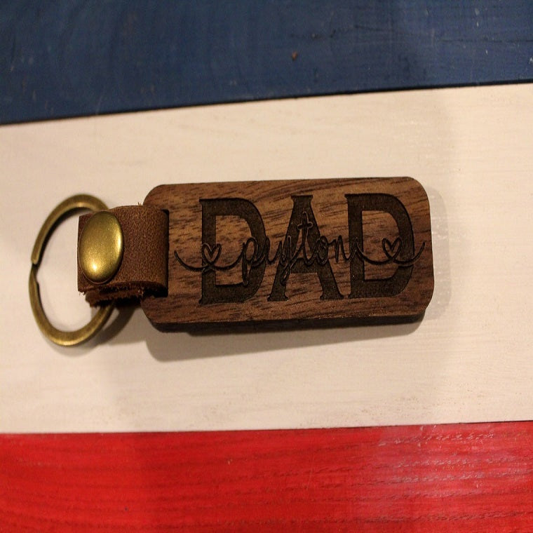 Engraved Wood Keychain Gifts  | Father's Day Gift for Dad Grandpa Husband