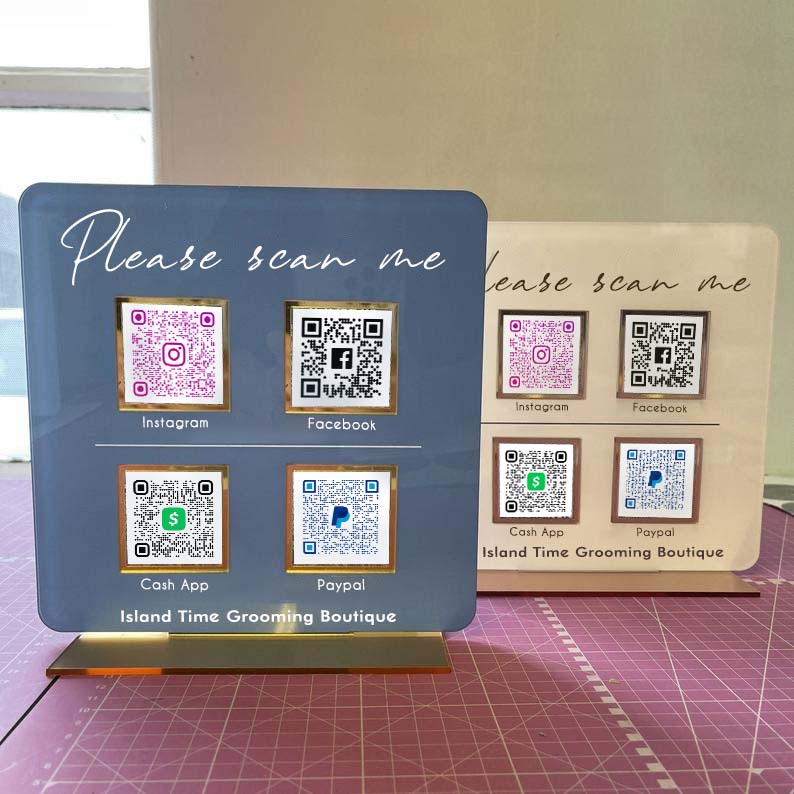 Personalized 4 QR Code Sign Business Payment & Social Media Sign