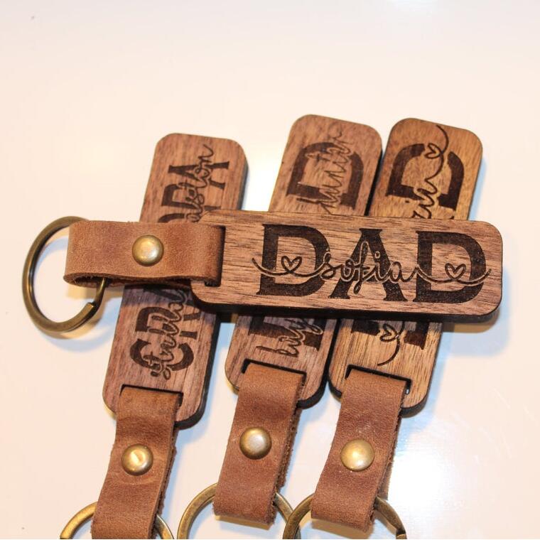 Engraved Wood Keychain Gifts  | Father's Day Gift for Dad Grandpa Husband