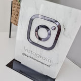 Personalized White Marble Effect Business Social Media Sign