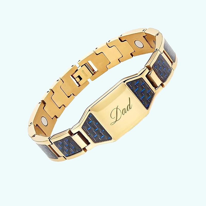 Personalized Magnetic Bracelets Wristband with Buckle for Dad Gift