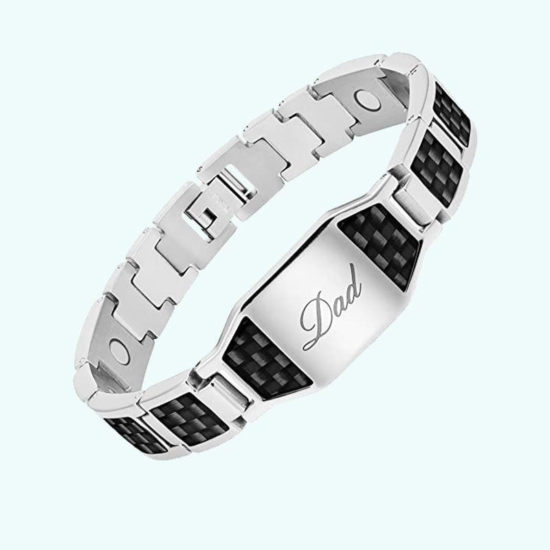 Personalized Magnetic Bracelets Wristband with Buckle for Dad Gift