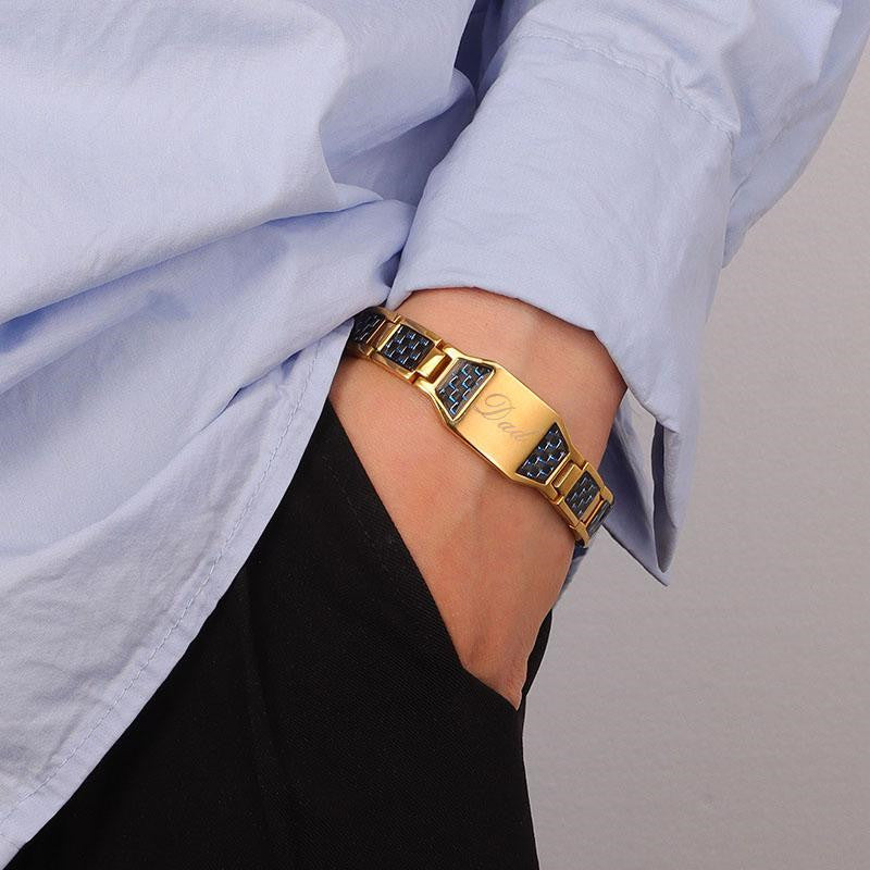 Personalized Magnetic Bracelets Wristband with Buckle for Dad Gift