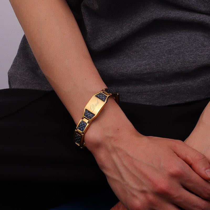 Personalized Magnetic Bracelets Wristband with Buckle for Dad Gift