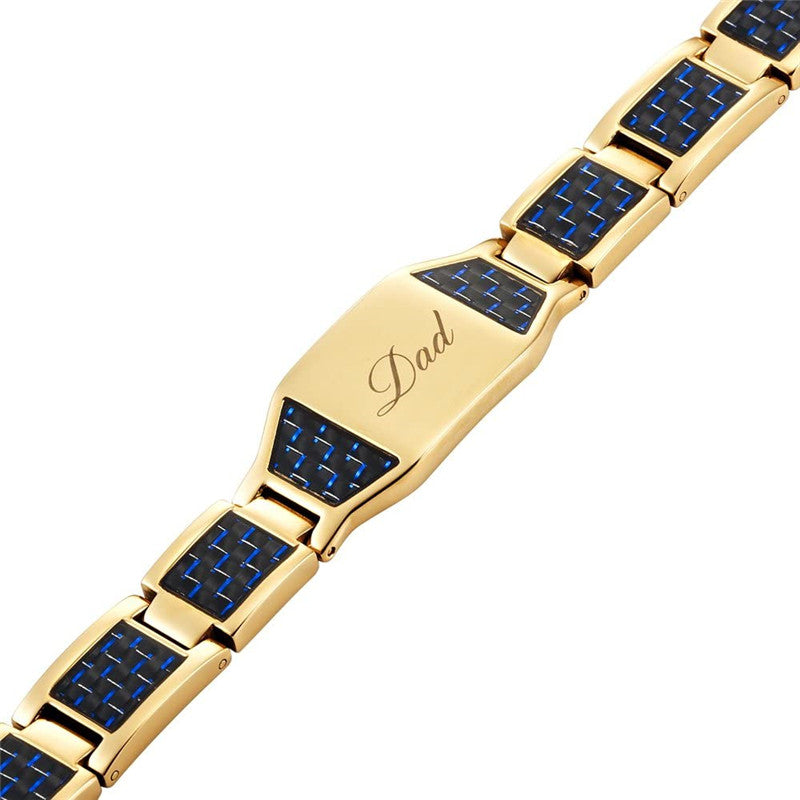 Personalized Magnetic Bracelets Wristband with Buckle for Dad Gift