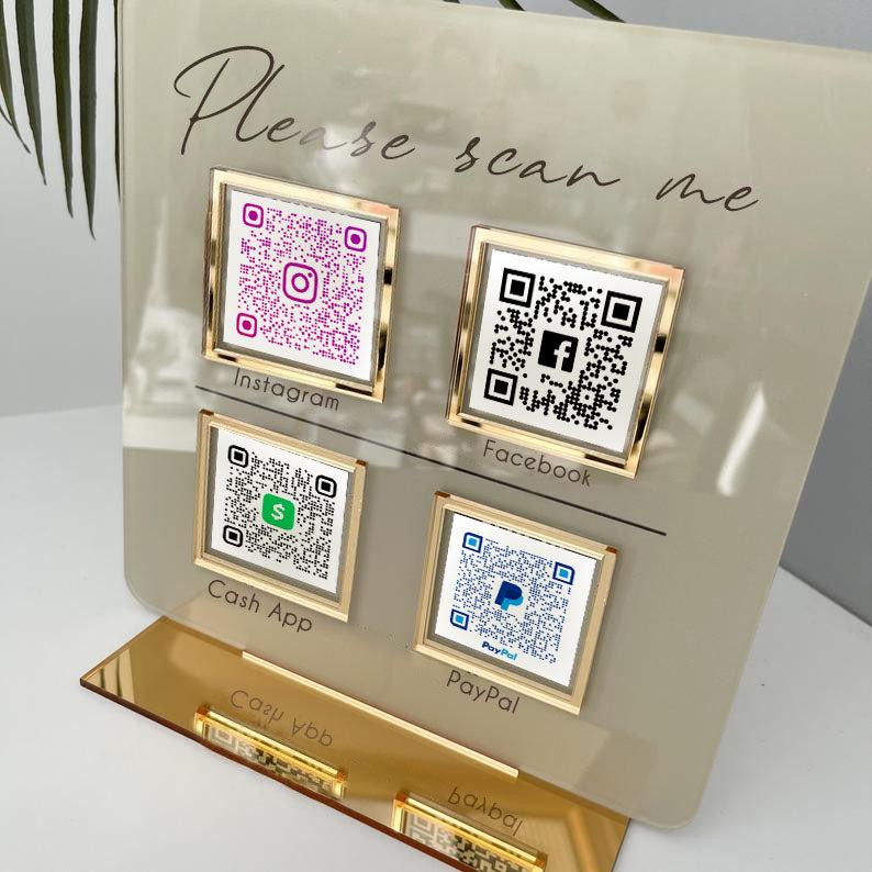 Personalized 4 QR Code Sign Business Payment & Social Media Sign