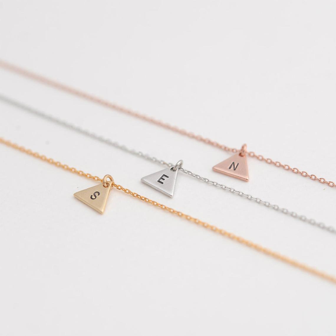Personalized Triangle Initial Bracelet with 1-3 Charms