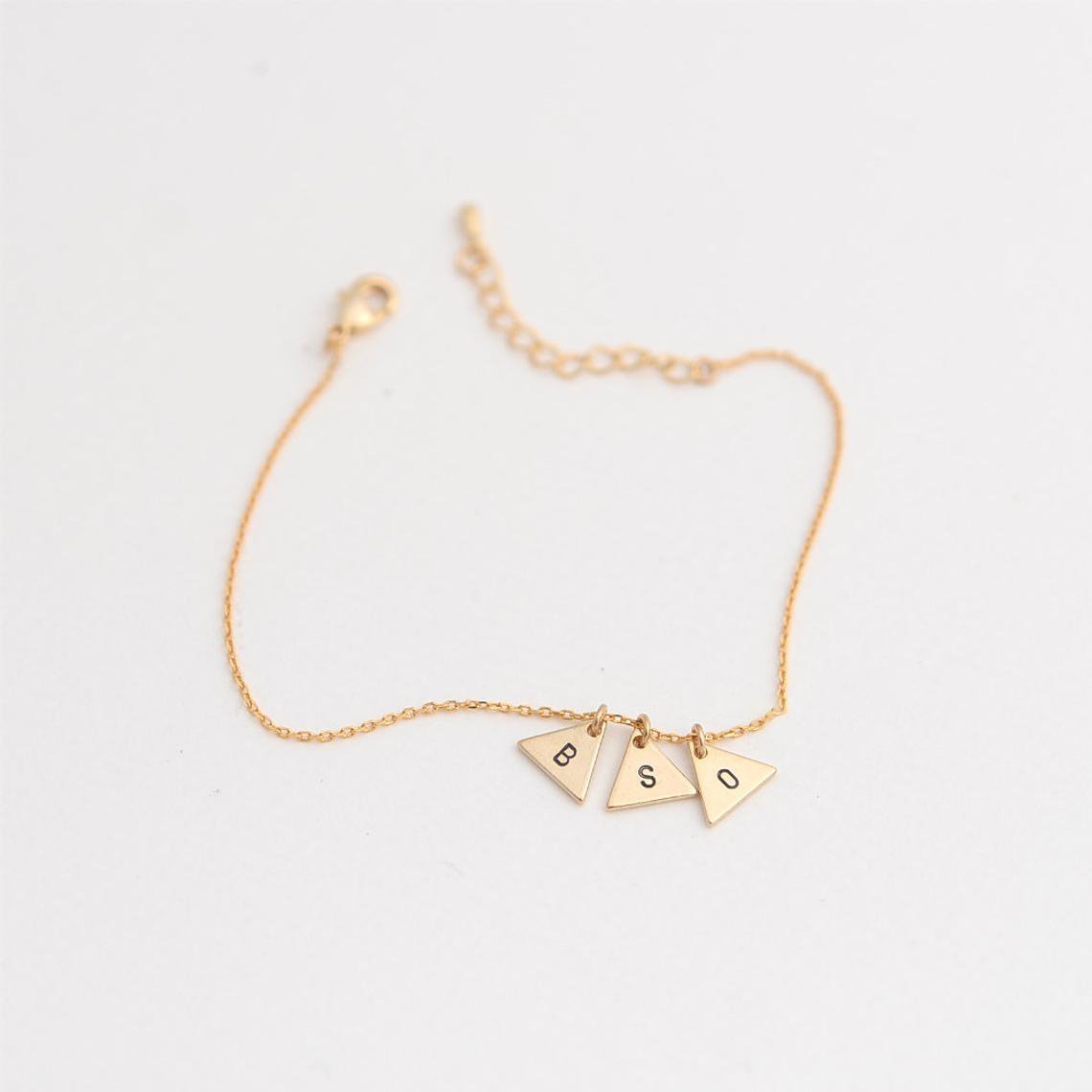 Personalized Triangle Initial Bracelet with 1-3 Charms