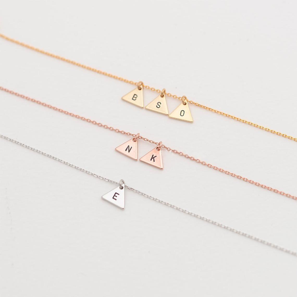 Personalized Triangle Initial Bracelet with 1-3 Charms