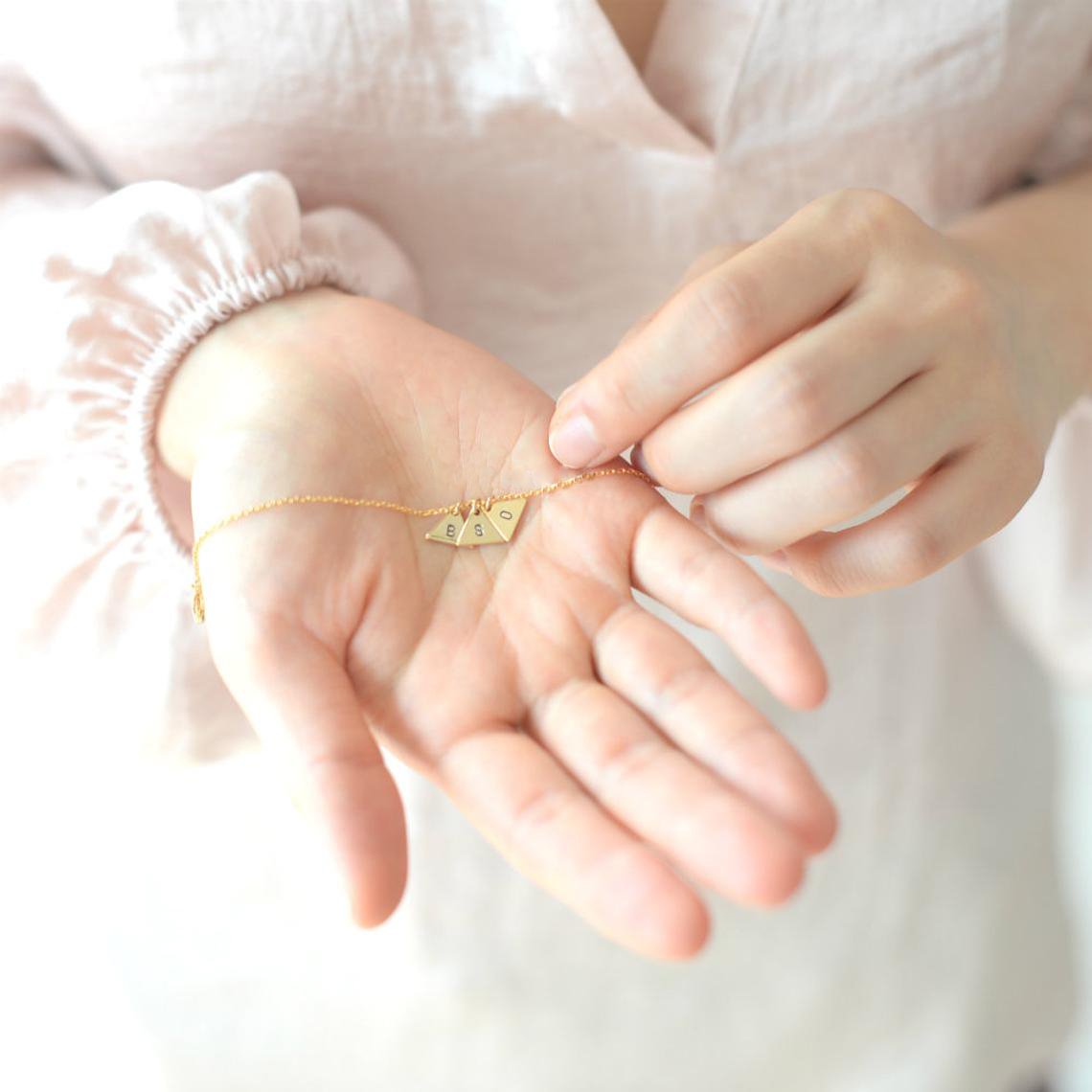 Personalized Triangle Initial Bracelet with 1-3 Charms