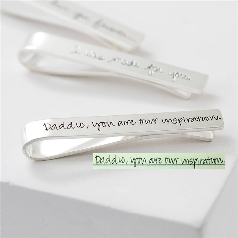 Custom Handwriting Tie Clip for Dad