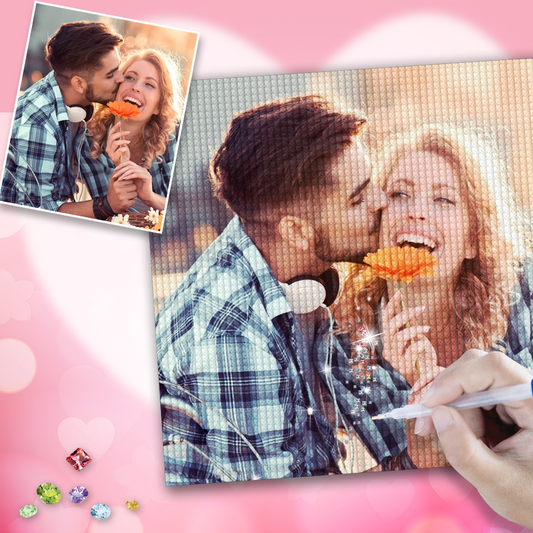 Custom Happy Love Couple Photo Full Drill Diamond Painting