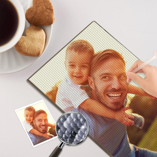 Custom Father & Son Photo Full Drill Diamond Painting