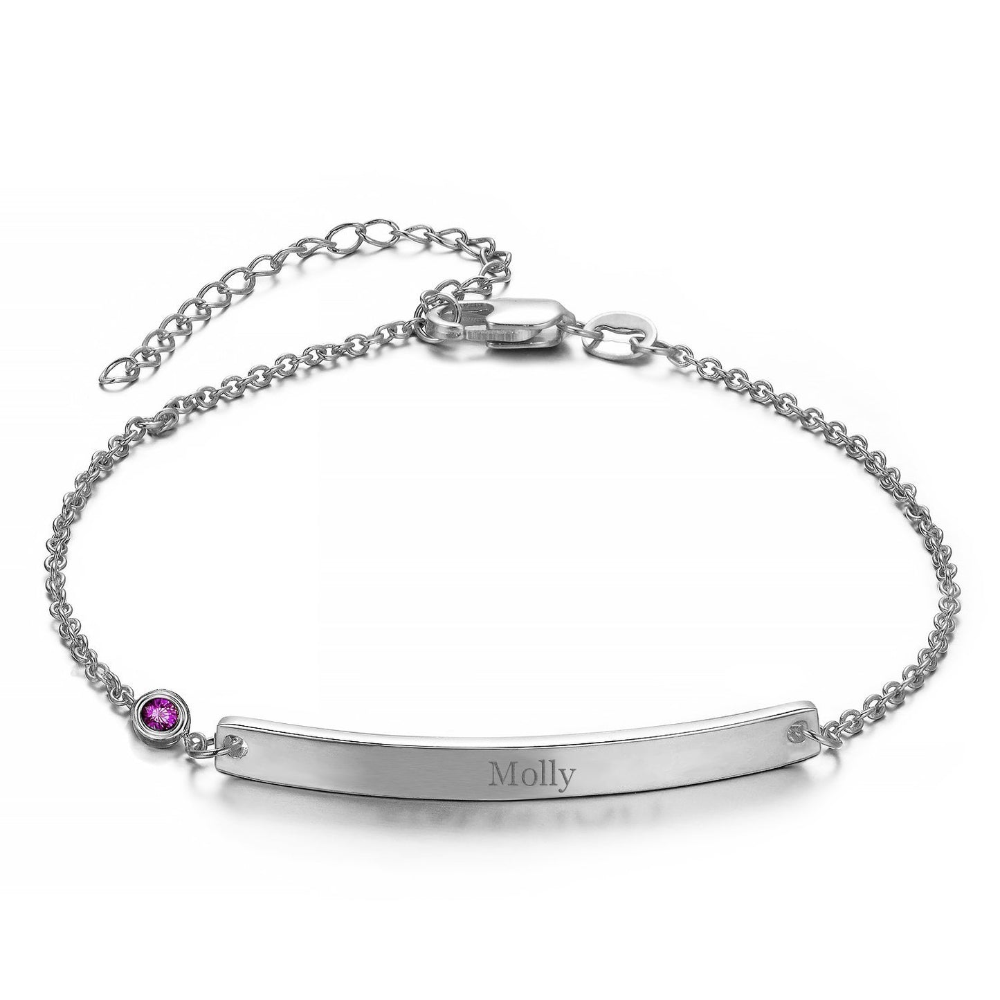 Personalized Bar ID Name Bracelet with Birthstone