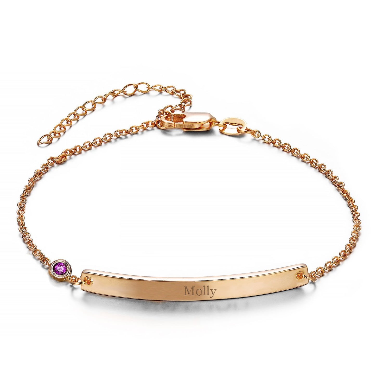 Personalized Bar ID Name Bracelet with Birthstone
